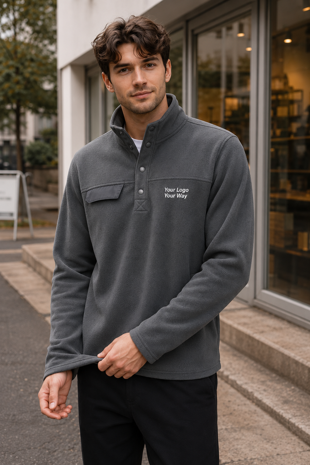 Woodland Fleece Mens Snap Pullover Jacket - MCO00103 image 4