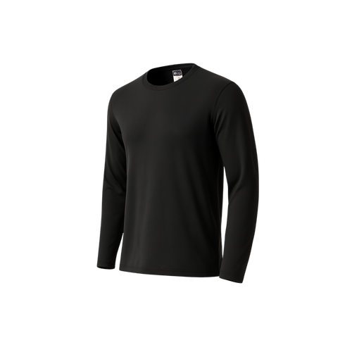 CSWAdult Men Performance Long Sleeve Crewneck T-Shirt S05937 Black / 3XL — Custom Printed — Budget Promotion