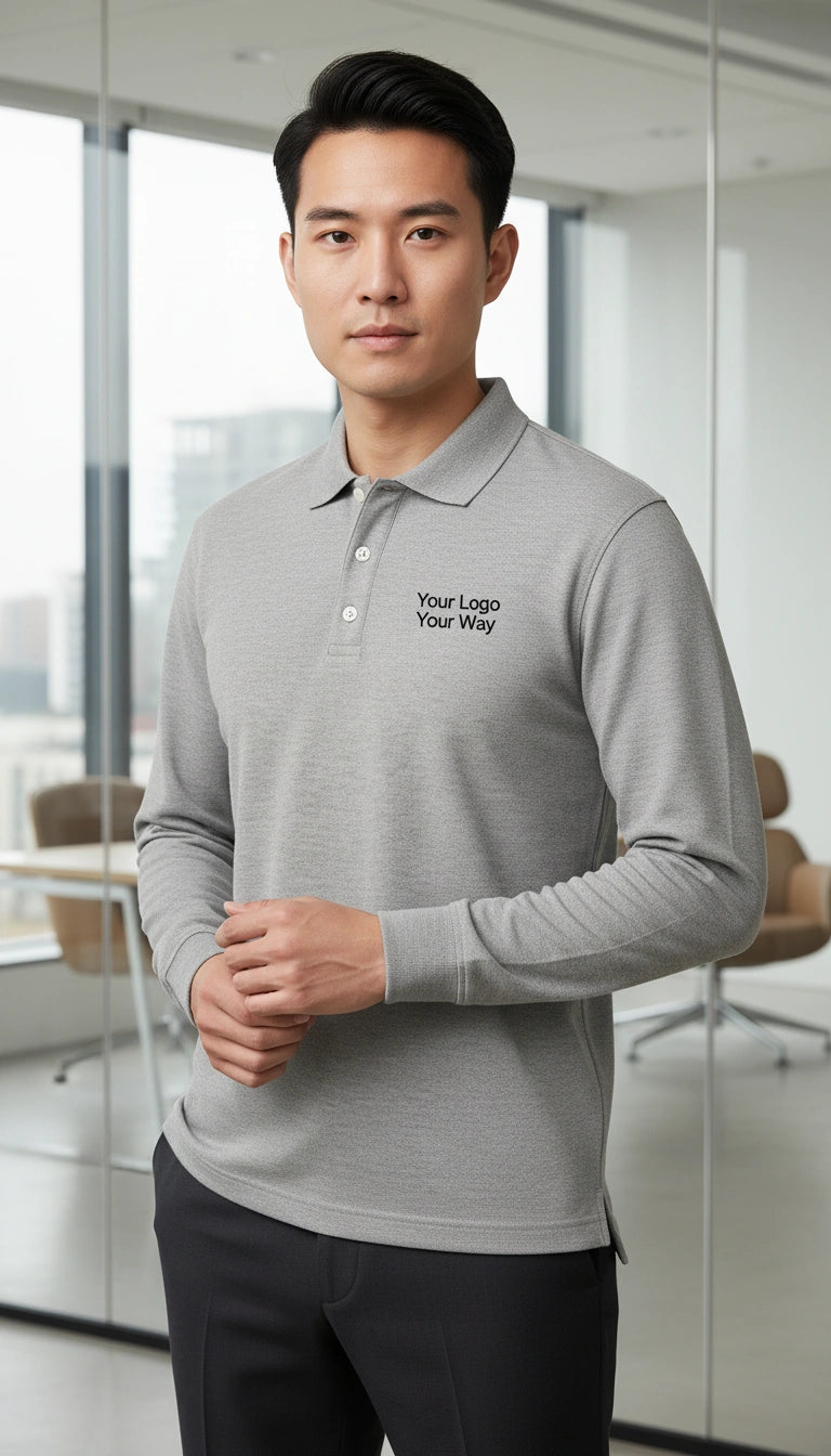 Men's Pima Piqué Long Sleeve Polo - D110 image 3