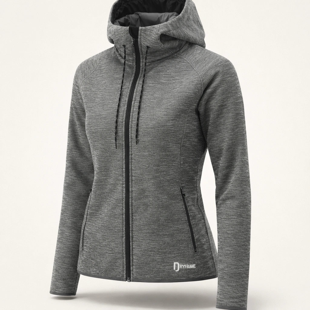 DRYFRAME® DRY TECH WATER RESISTANT FLEECE FULL ZIP HOODED LADIES' JACKET. DF7655L image 2