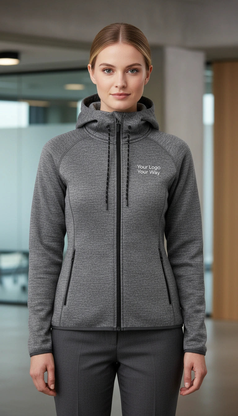 DRYFRAME® DRY TECH WATER RESISTANT FLEECE FULL ZIP HOODED LADIES' JACKET. DF7655L image 4