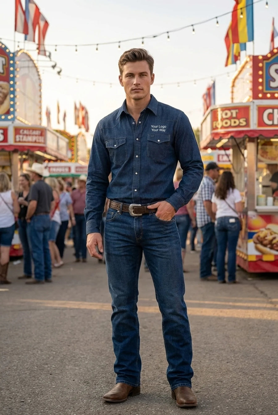Wrangler Indigo Denim Men's Shirt - Indigo Denim / S