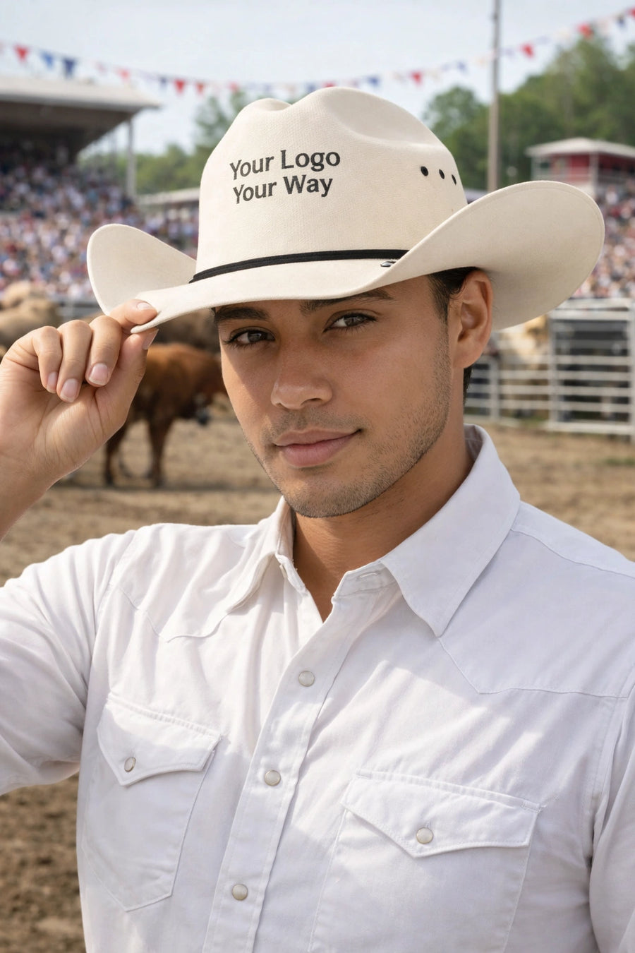 Ivory Straw Stampede Hat - White