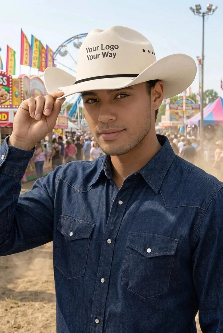 Ivory Straw Stampede Hat - White
