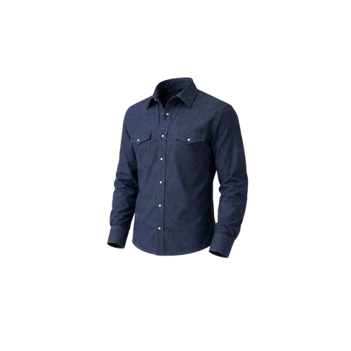 Budget PromotionWrangler Indigo Denim Men's Shirt Indigo Denim / S — Custom Printed — Budget Promotion