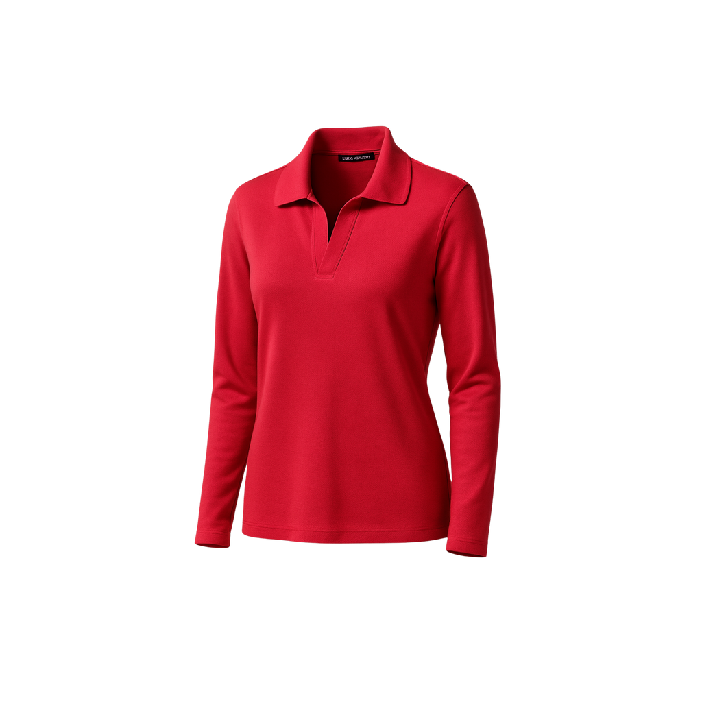 Women's CrownLux Performance® Plaited Long Sleeve Polo - DG20LW image 1